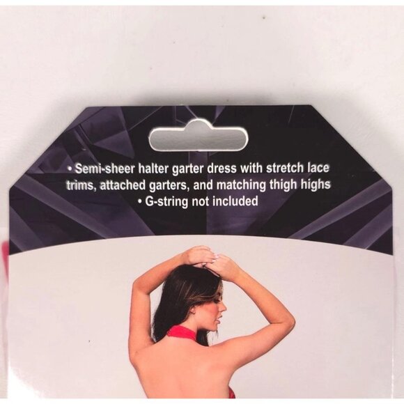 Dreamgirl Semi-Sheer Halter Garter Dress Lace Trim Stockings One Size - Picture 4 of 8